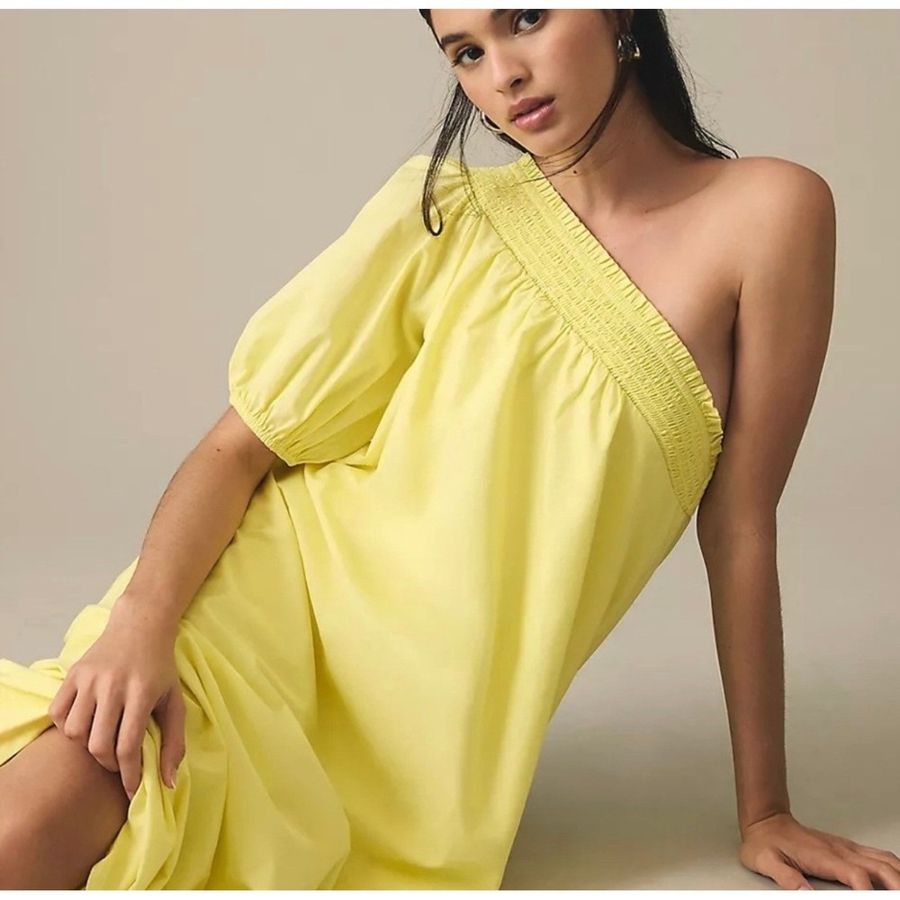 Anthropologie Women's Maeve Yellow One-Shoulder Maxi Dress - Picture 4 of 10